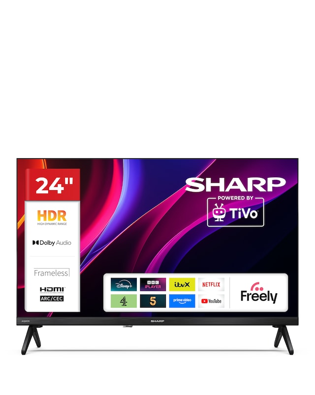 Sharp 1T-C24HE2245KB 24in HD Ready Smart TiVo LED TV with Freely