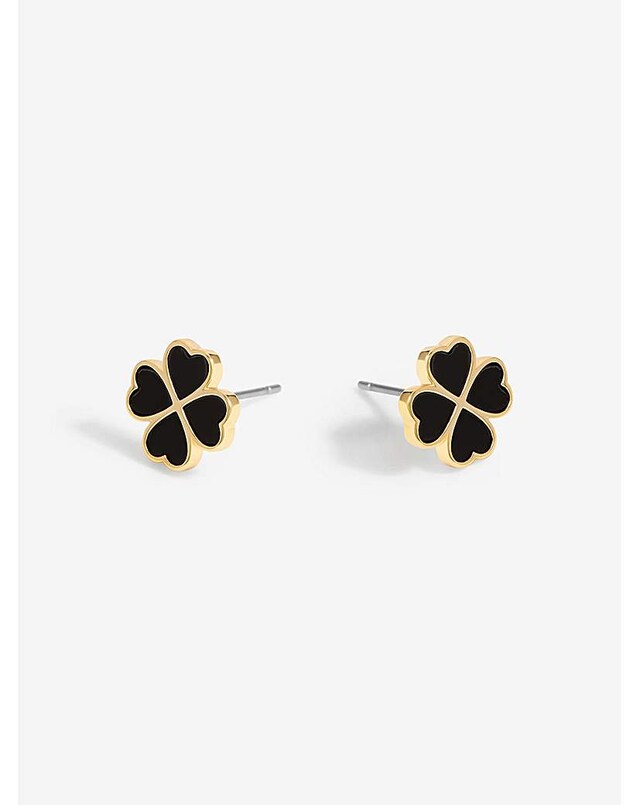 Jon Richard Jet Enamel Clover Studs