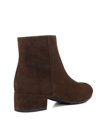 Dune Pippie Brown Suede Low-Heel Ankle Boots Wide Fit