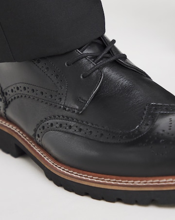 Brogue Leather Lace Up Boot Wide
