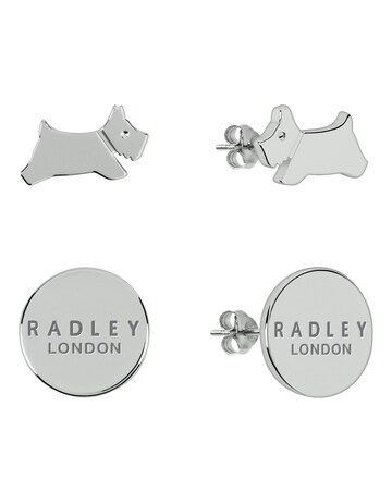 Radley London Ladies Silver Leaping Dog Twin Pack Stud Earrings