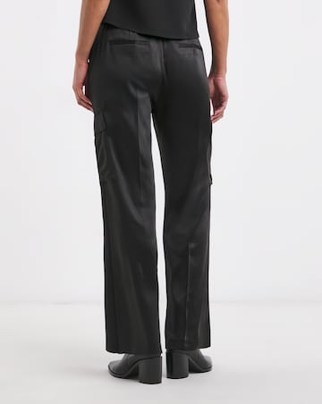Satin Cargo Straight Trousers