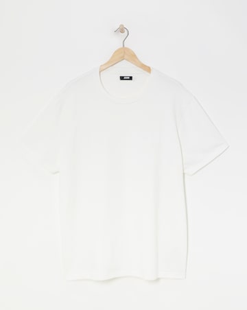 Textured Crew Neck T-Shirt- Ecru