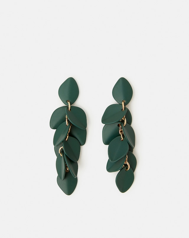 Accessorize Enamel Willow Leaf Drop Earrings