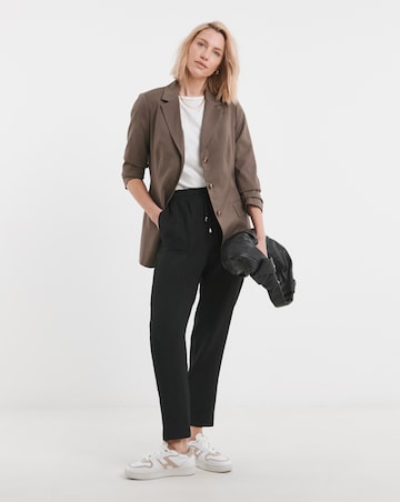 Black Textured Tapered Pull On Trouser