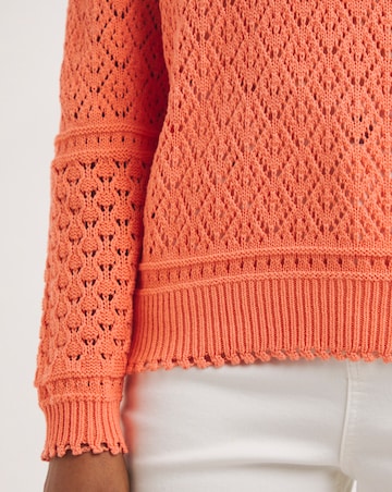 Coral Crochet Scallop Hem Jumper