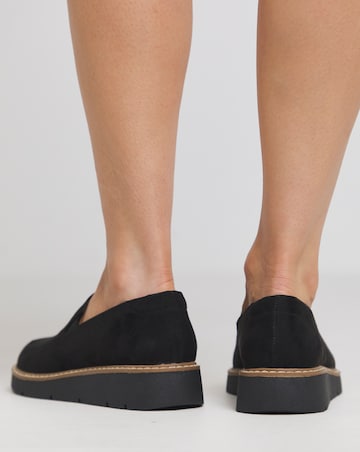 Heavenly Soles Rylee Low Wedge Slipper Cut Plain Loafer - Wide Fit (E)