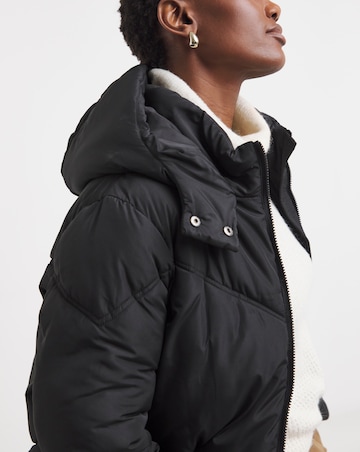 Black Mid Length Padded Coat