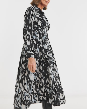 Printed Corset Midi Shirt Dress