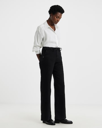 Black Fleece Lined Cosy Warm Feel Wide Leg Jeans