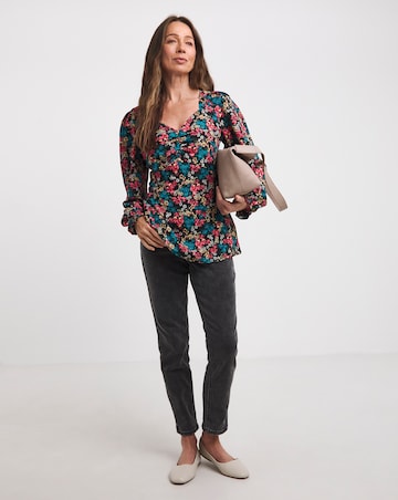 Floral Print Sweetheart Neckline Top