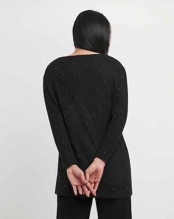 Black Slash Neck Longline Heatseal Soft Touch Top