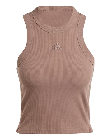 adidas Lounge Ribbed Crop Tank Top