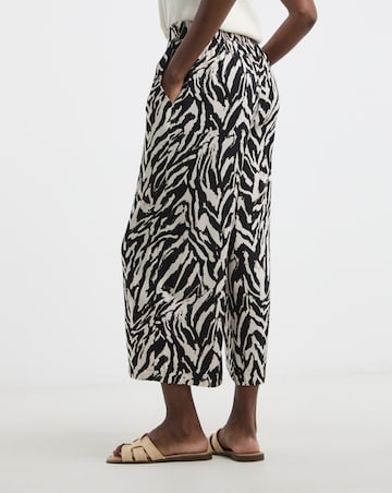 Mono Print Cropped Wide Leg Culotte