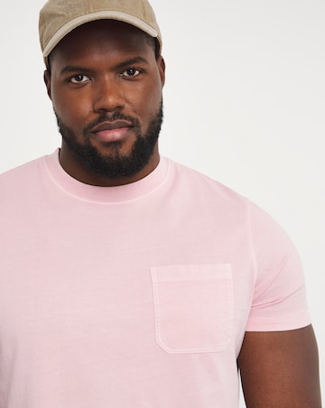 Garment Dyed Pocket T-Shirt Long Length- Pink