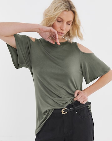 Cold Shoulder Longline Swing Top