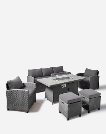 Amalfi Lounge Dining Set With Firepit