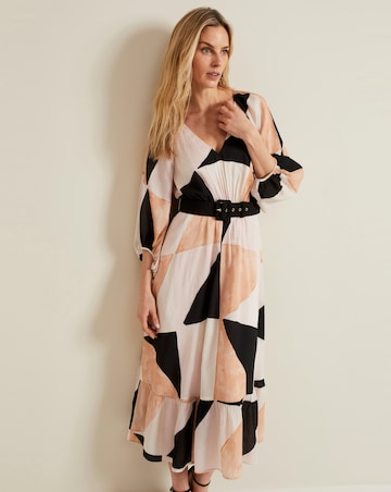Phase Eight Sophia Colourblock Belted Midi Dress