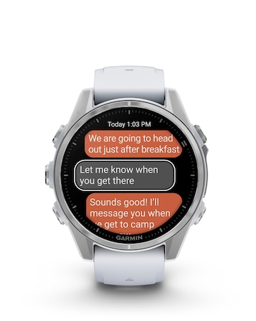 Garmin Fenix 8 43mm Amoled Smart Watch - Silver with Whitestone Silicone Band