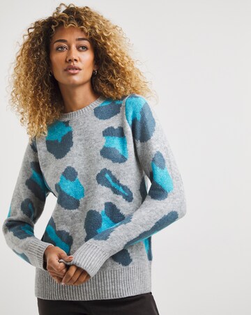 Blue Animal Pop Crew Neck Jumper