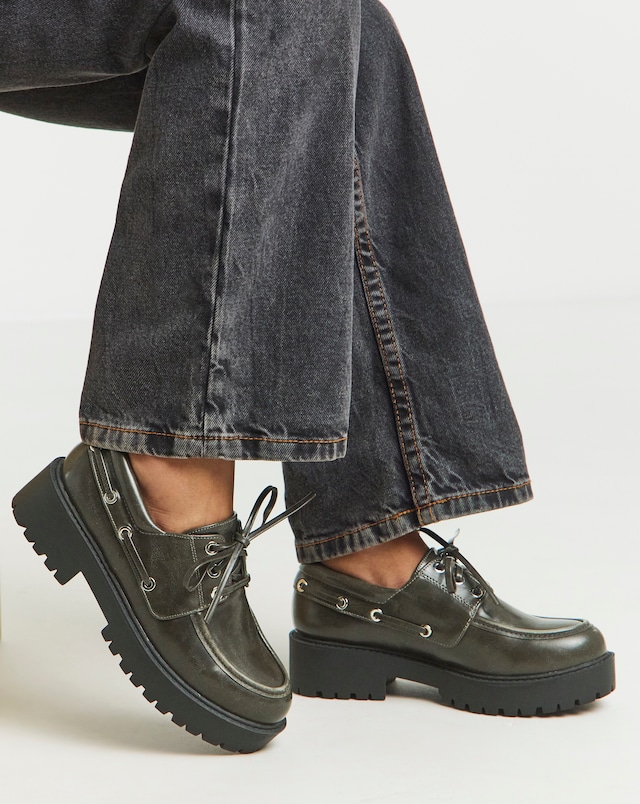 Link Chunky Lace Up Boat Shoes - Wide Fit (E)