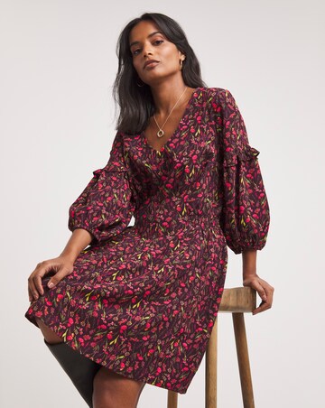 3/4 Sleeve Bubble Crepe Tea Dress