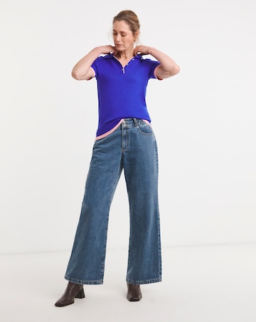 Contrast Short Sleeve Collar Jumper