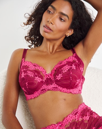 Pretty Secrets (2 Pack) Grace Lace Full Cup Bras (B-DD) Raspberry/Navy