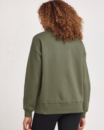 Green Ribbed Side Panel Crew Neck Sweatshirt