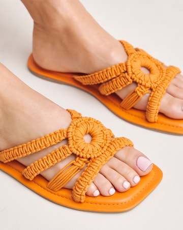 Simply Be Macrame Woven Mule Flat Sandals - Wide Fit (E)