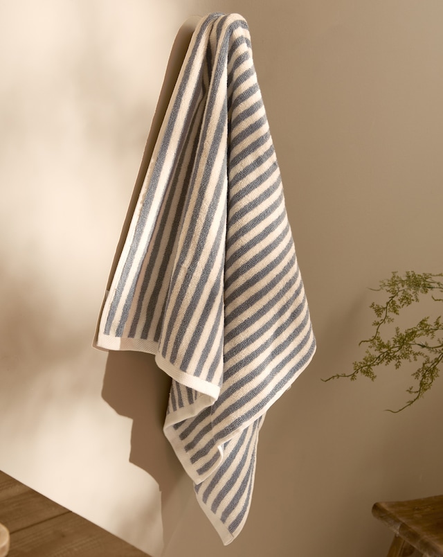 Yard Hebden Stripe Cotton Towel - Grey