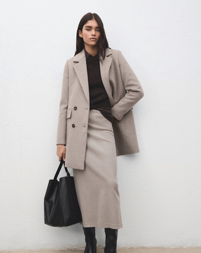 Mango Wool Mix Double Breasted Coat
