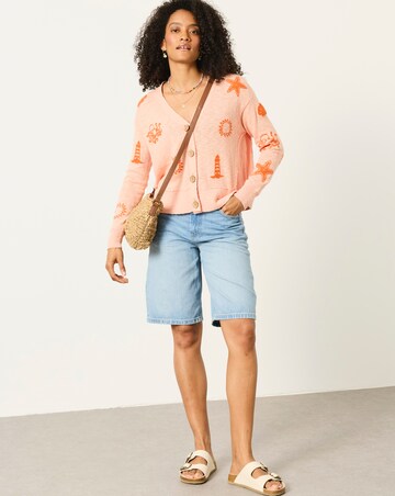 FatFace Seascape Embroidered Cardigan