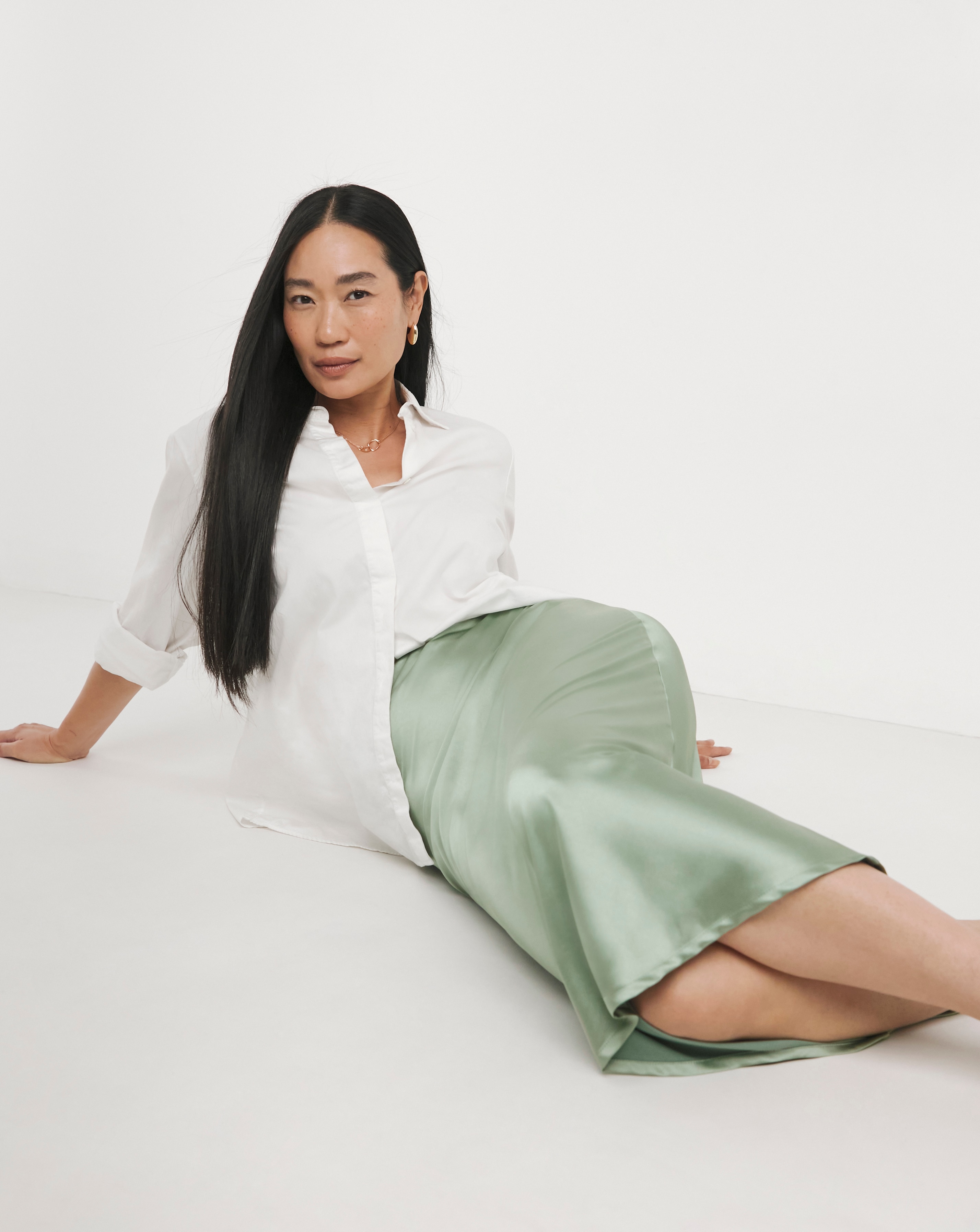 Soft Green Satin Slip Maxi Skirt | JD Williams