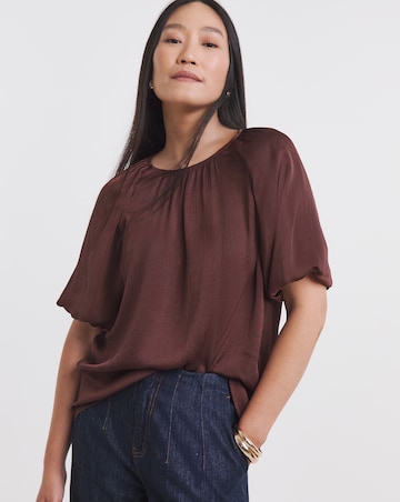 Satin Puff Sleeve Top