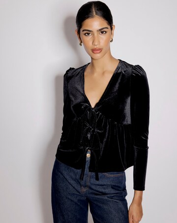 Nobody's Child Velvet Bow Front Top