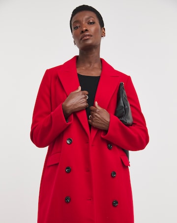 Red Double Breasted Relaxed Coat