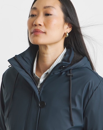 Navy Fleece Lined Rubberised Raincoat