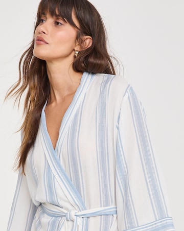 Stripe Linen Midi Dressing Gown
