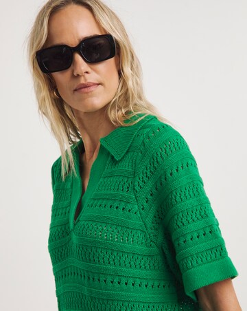 Crochet Collar Short Sleeve Dress