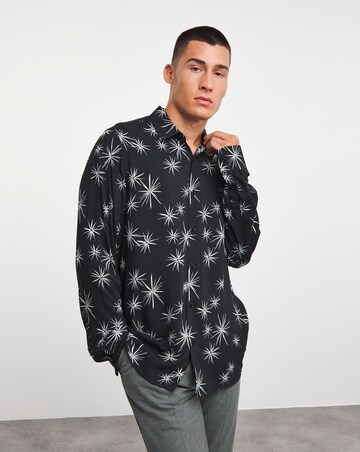 Long Sleeve Fireworks Print Shirt
