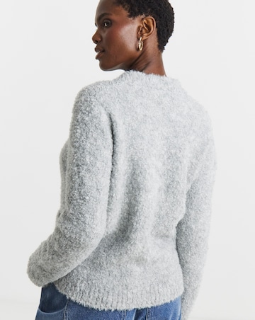 Grey Boucle Cardigan