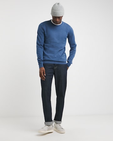 Blue Cotton Crew Neck Jumper
