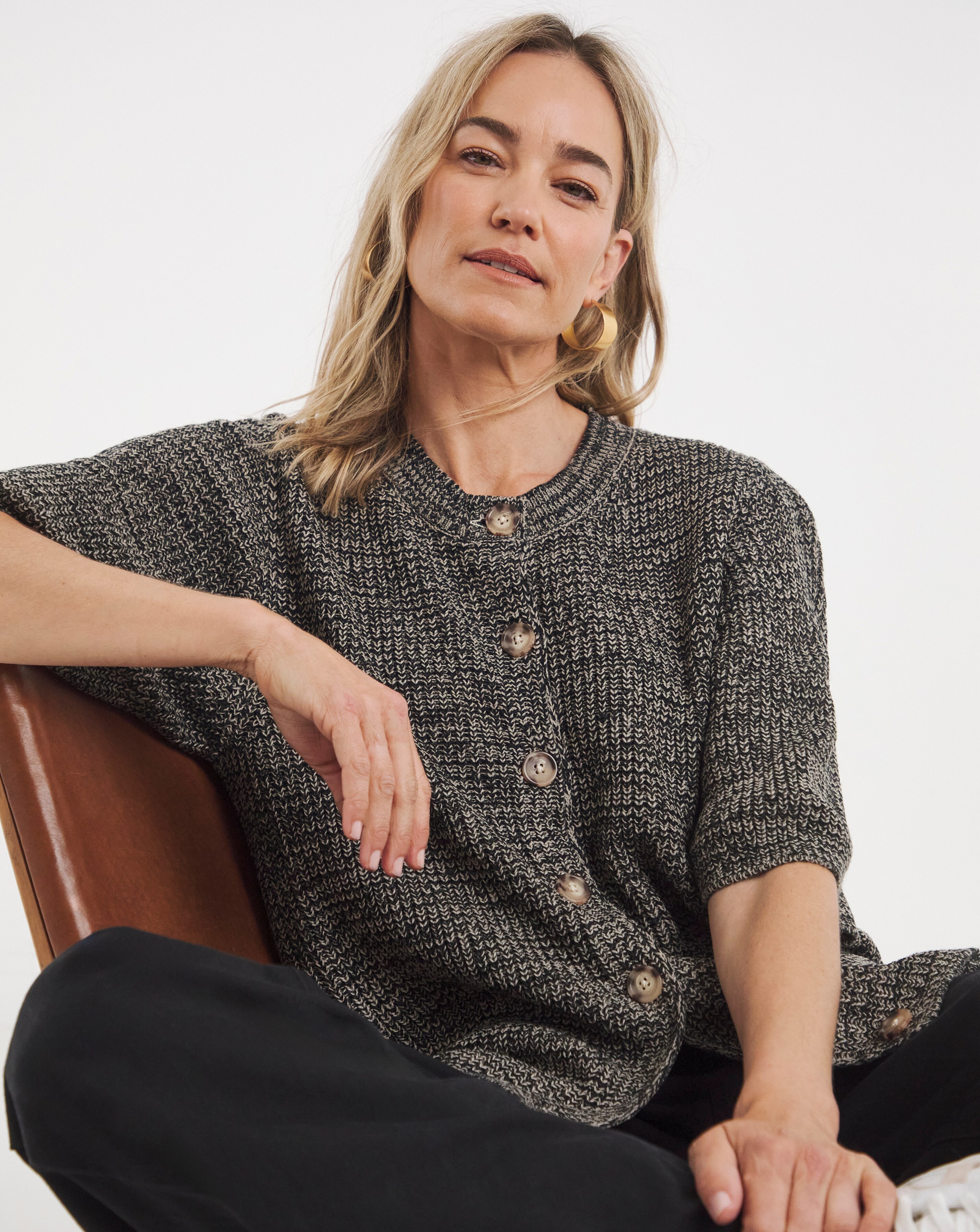 Mono Boxy Half Sleeve Cardigan