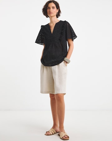 Pure Cotton Broderie Frill Jersey Back Top