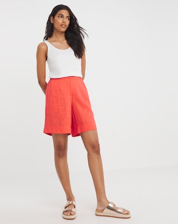 Coral Linen Bermuda Shorts