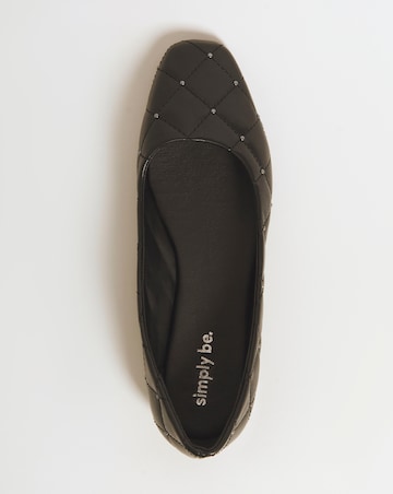 Chantal Quilted Ballerina Shoes - Wide Fit (E)