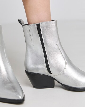Katya Leather Pointed Chelsea Western Ankle Boots - Wide Fit (E)