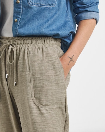 Camel Textured Pull On Tapered Trouser