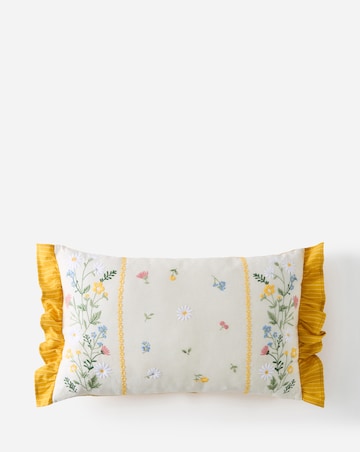 Olivia Embroidered Floral Ruffle Boudoir Cushion